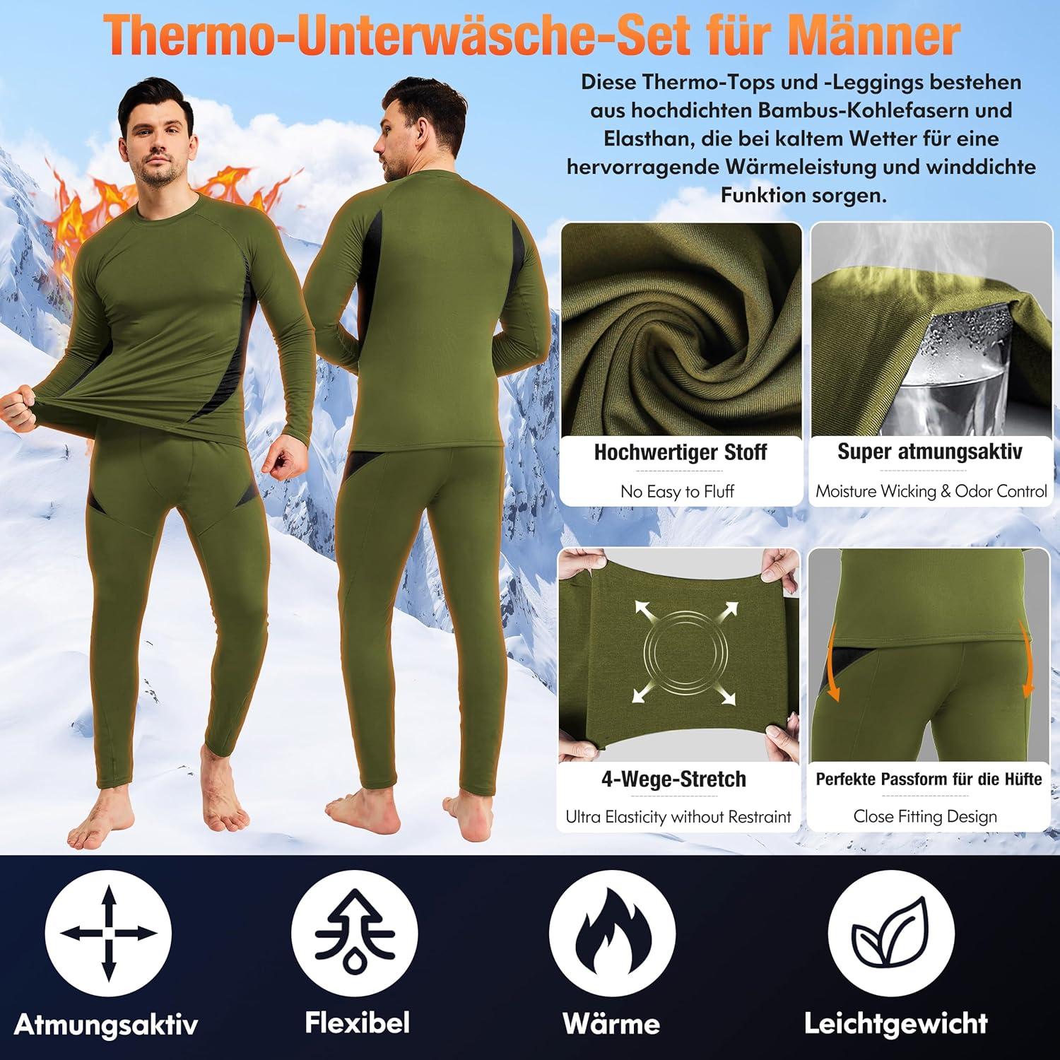 imageCL convallaria Thermal Underwear Long Johns Set Mens Winter Gift Hunting Gear Sport Base Layer Bottom Top1army Greenc