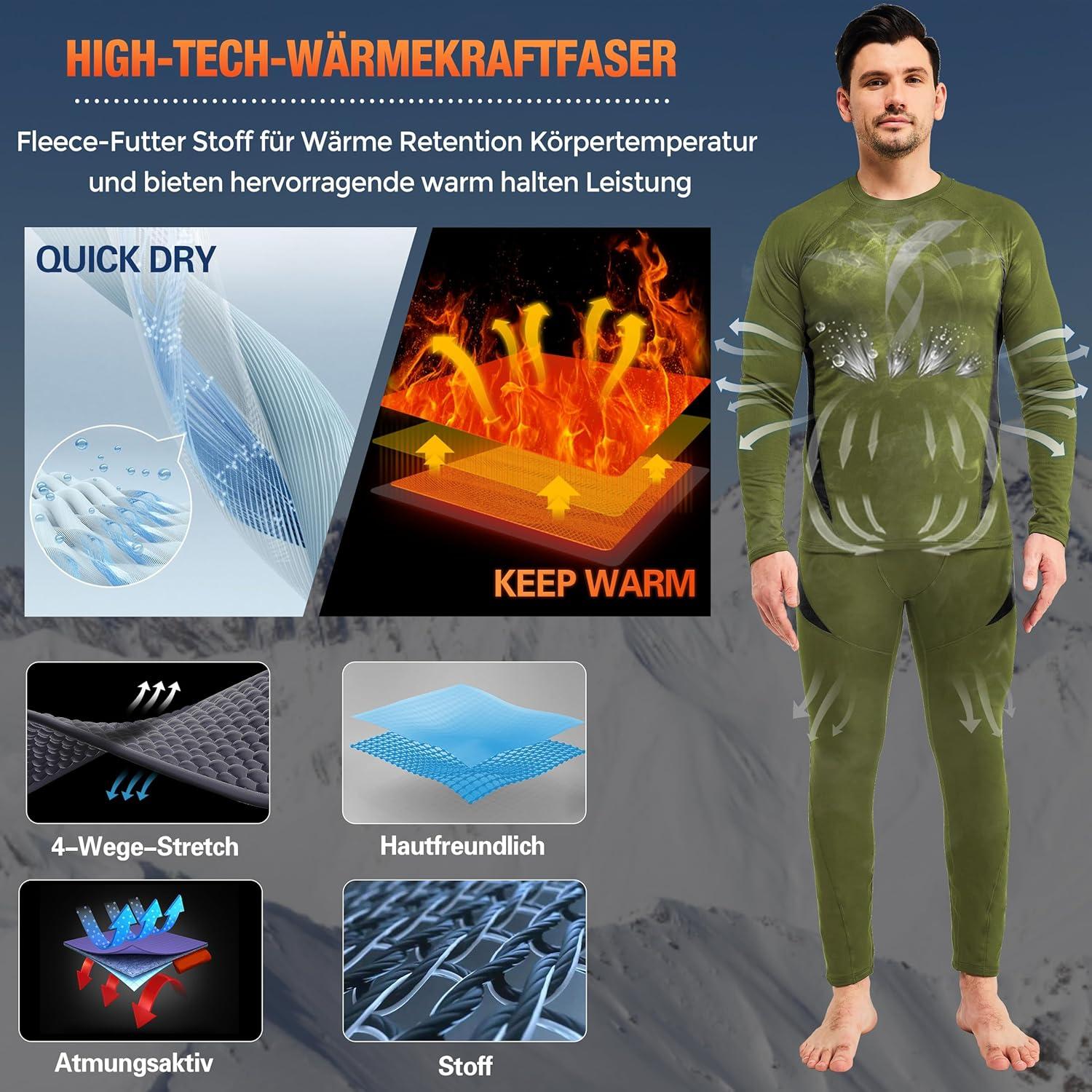 imageCL convallaria Thermal Underwear Long Johns Set Mens Winter Gift Hunting Gear Sport Base Layer Bottom Top1army Greenc