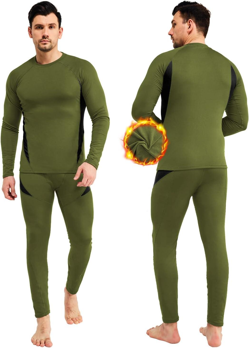 imageCL convallaria Thermal Underwear Long Johns Set Mens Winter Gift Hunting Gear Sport Base Layer Bottom Top1army Greenc