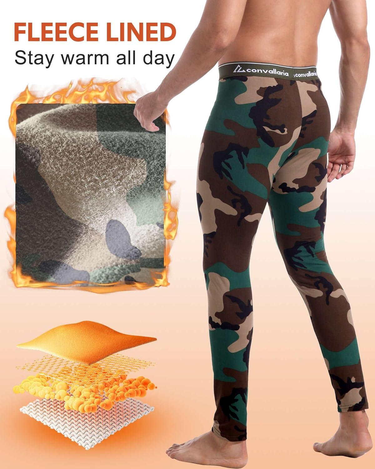 imageMens Thermal Pants Fleece Lined Long Johns Compression Bottom Athletic Base Layer Cold Weather Gear 1 2 4 PcsBlackCamo