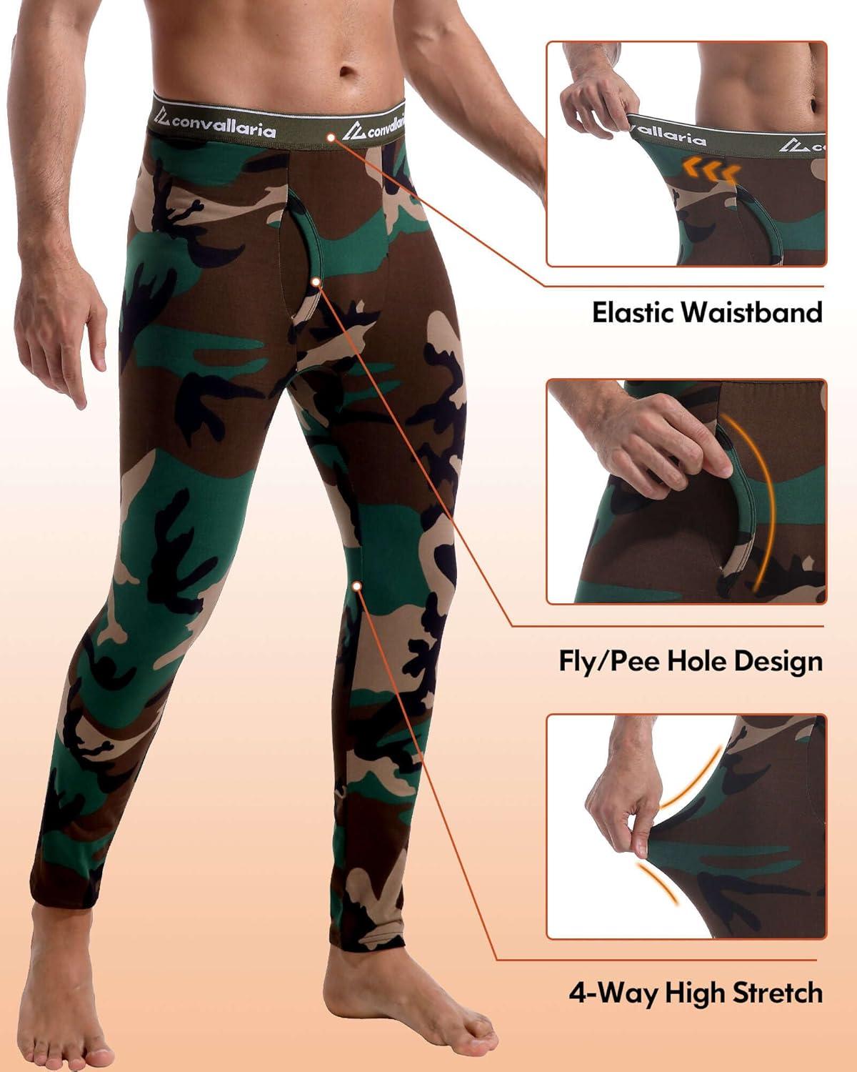 imageMens Thermal Pants Fleece Lined Long Johns Compression Bottom Athletic Base Layer Cold Weather Gear 1 2 4 PcsBlackCamo