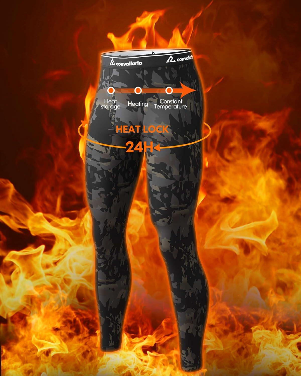 imageMens Thermal Pants Fleece Lined Long Johns Compression Bottom Athletic Base Layer Cold Weather Gear 1 2 4 PcsBlackCamo Black