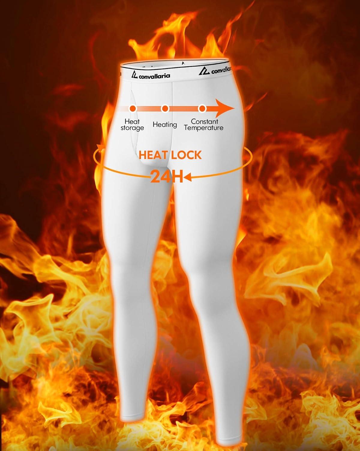 imageMens Thermal Pants Fleece Lined Long Johns Compression Bottom Athletic Base Layer Cold Weather Gear 1 2 4 PcsBlackWhite