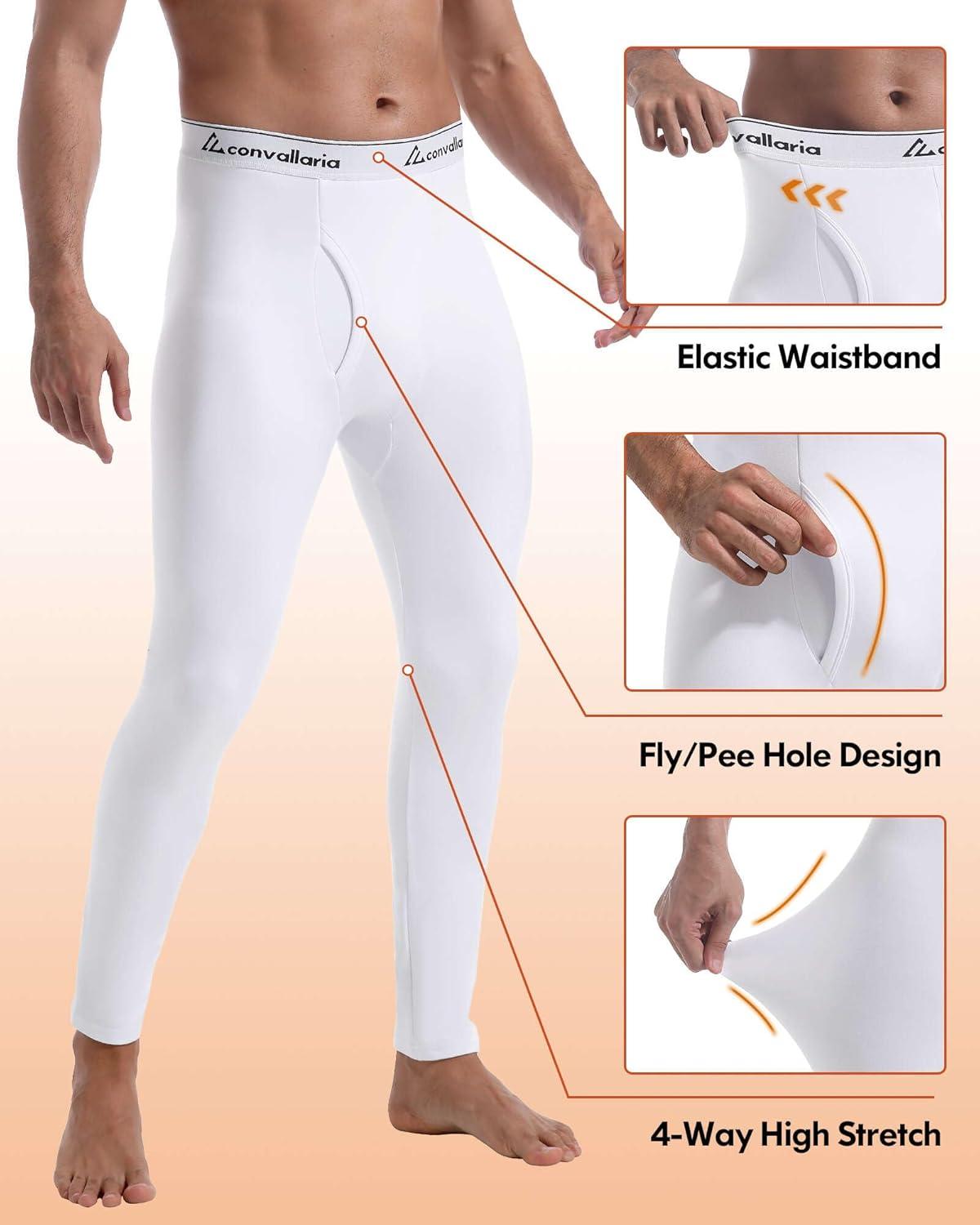 imageMens Thermal Pants Fleece Lined Long Johns Compression Bottom Athletic Base Layer Cold Weather Gear 1 2 4 PcsBlackWhite