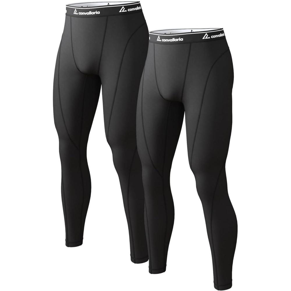 image1 2 4 Pack Mens Thermal Pants Long Johns Fleece Lined Compression Athletic Leggings Base Layer Bottoms2pcsblackBlack