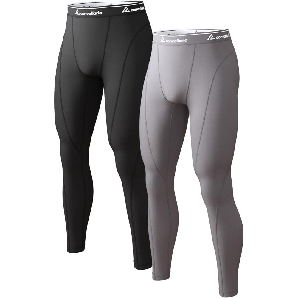 image1 2 4 Pack Mens Thermal Pants Long Johns Fleece Lined Compression Athletic Leggings Base Layer Bottoms2pcsblackGrey