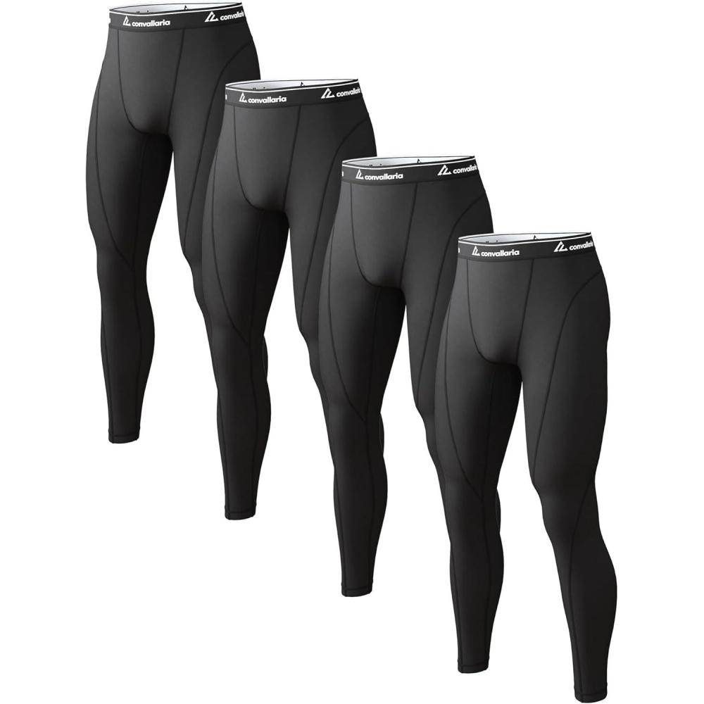image1 2 4 Pack Mens Thermal Pants Long Johns Fleece Lined Compression Athletic Leggings Base Layer Bottoms4pcs4 Black