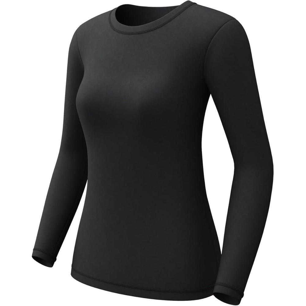 imageCL convallaria 1 2 4 Pack Womens Thermal Underwear Tops Women Fleece Lined Long Sleeve Baselayer Shirt for WinterBlack