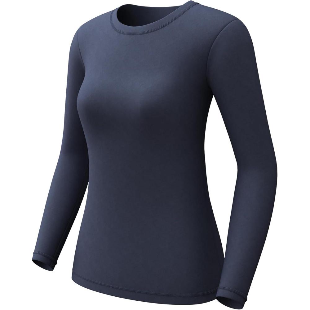 imageCL convallaria 1 2 4 Pack Womens Thermal Underwear Tops Women Fleece Lined Long Sleeve Baselayer Shirt for WinterCharcoal