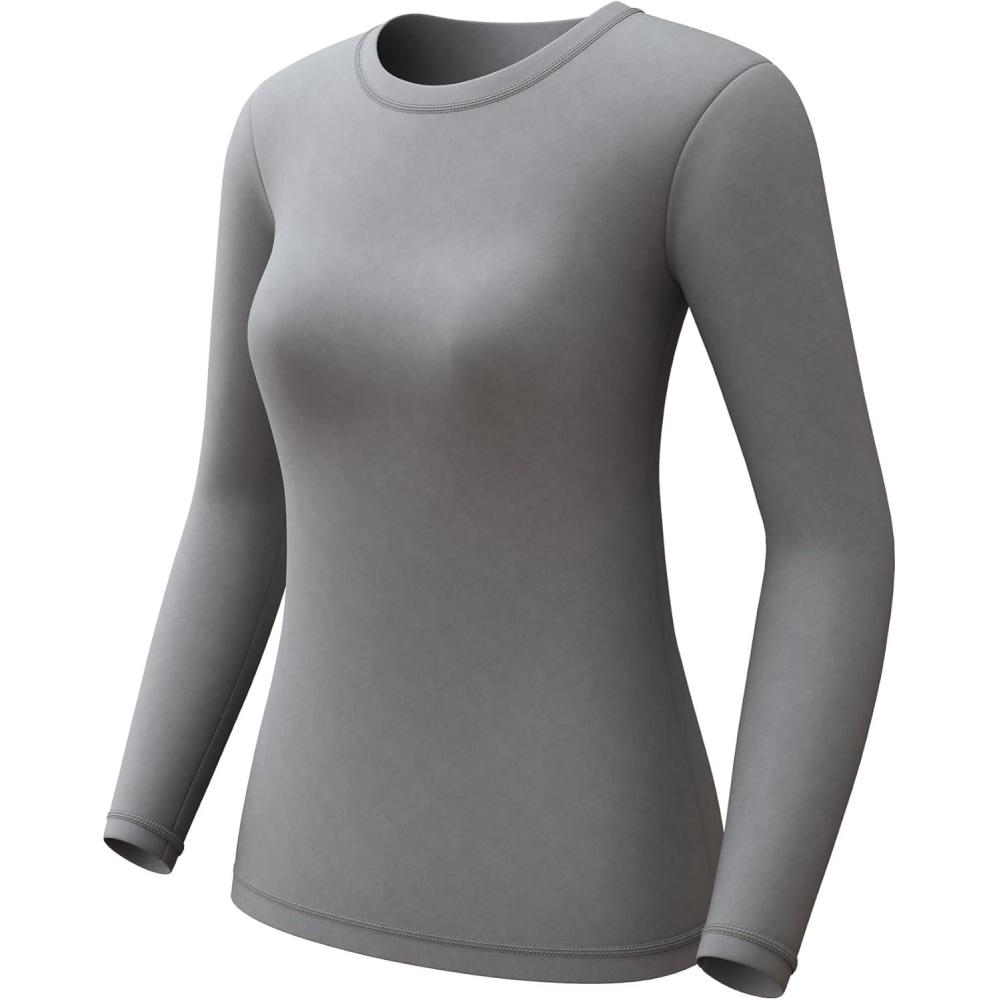 imageCL convallaria 1 2 4 Pack Womens Thermal Underwear Tops Women Fleece Lined Long Sleeve Baselayer Shirt for WinterGrey