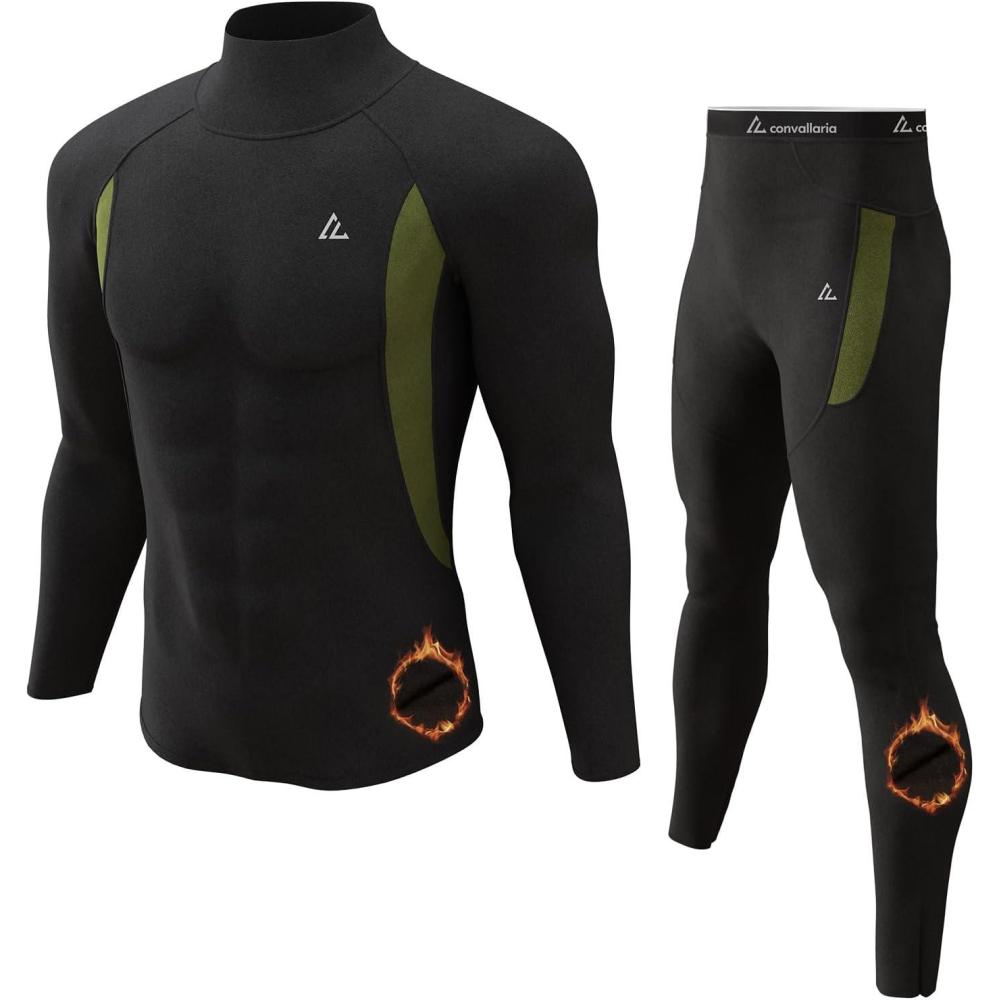 imageCL convallaria Thermal Underwear Long Johns Set Mens Winter Gift Hunting Gear Sport Base Layer Bottom Top2black