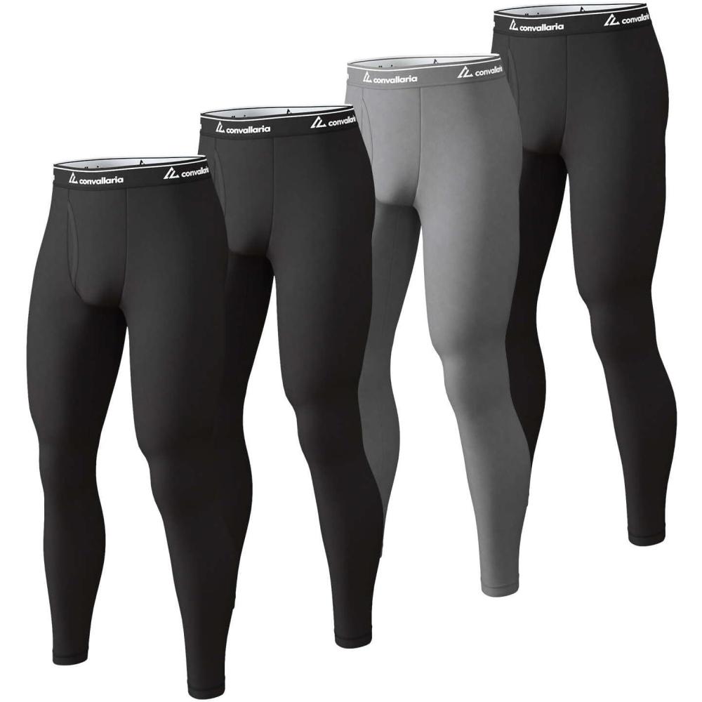 imageMens Thermal Pants Fleece Lined Long Johns Compression Bottom Athletic Base Layer Cold Weather Gear 1 2 4 Pcs3 BlackGrey