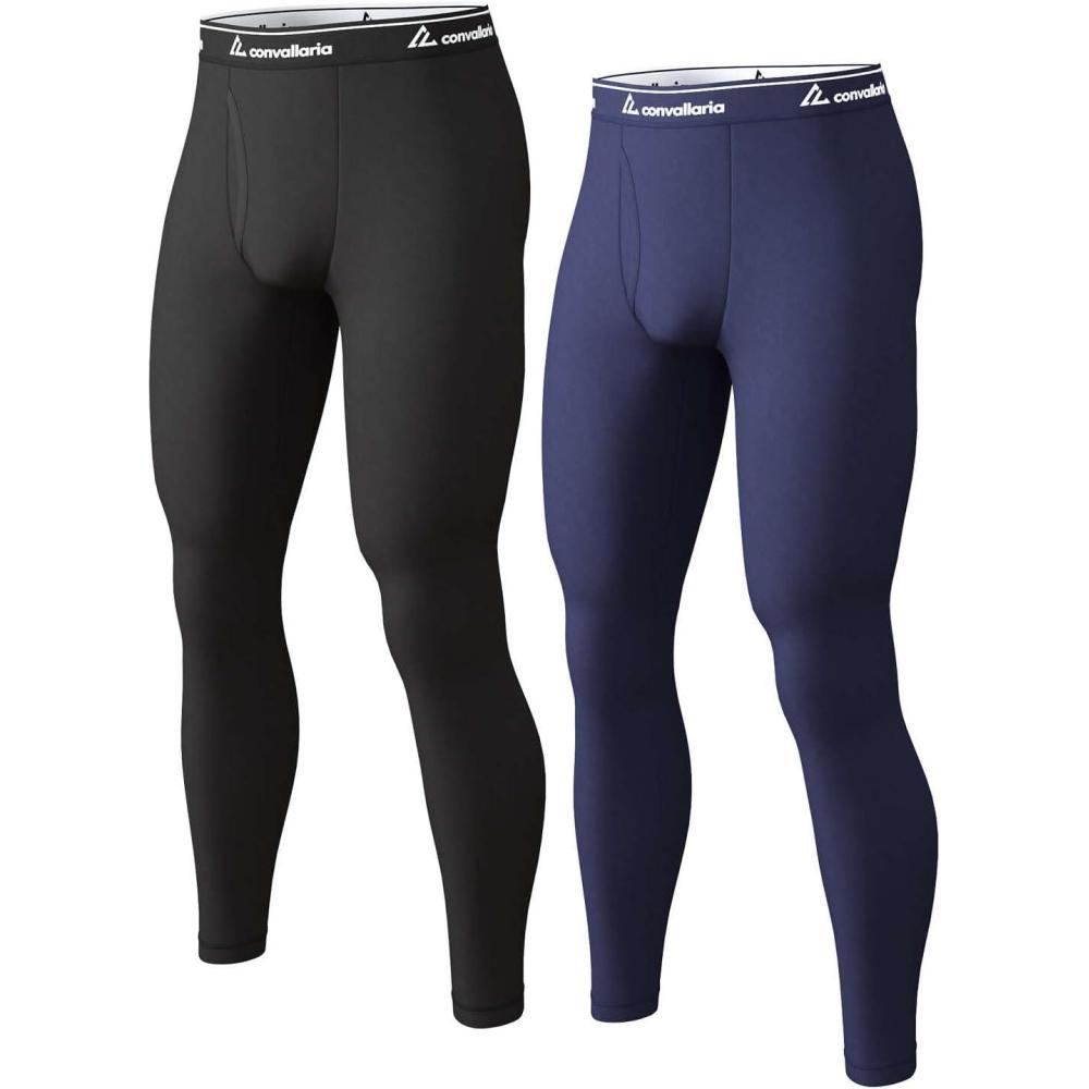 imageMens Thermal Pants Fleece Lined Long Johns Compression Bottom Athletic Base Layer Cold Weather Gear 1 2 4 PcsBlackBlue