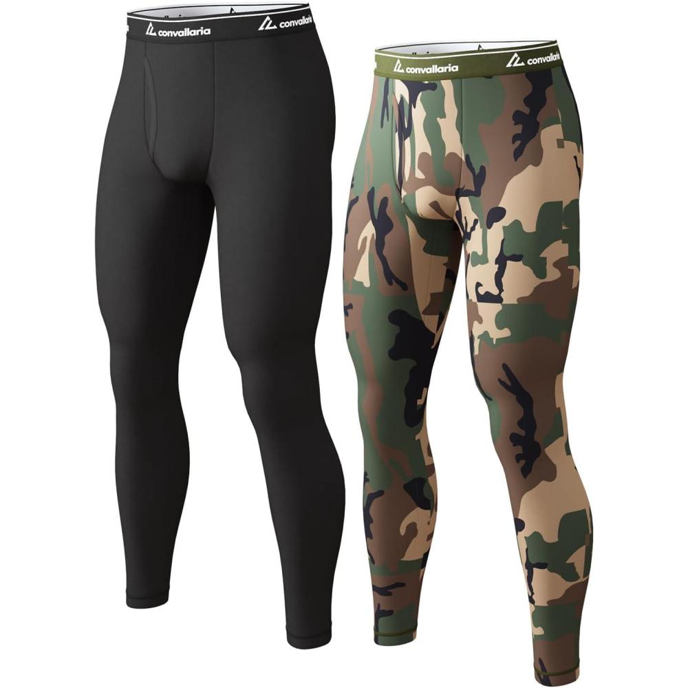 imageMens Thermal Pants Fleece Lined Long Johns Compression Bottom Athletic Base Layer Cold Weather Gear 1 2 4 PcsBlackCamo