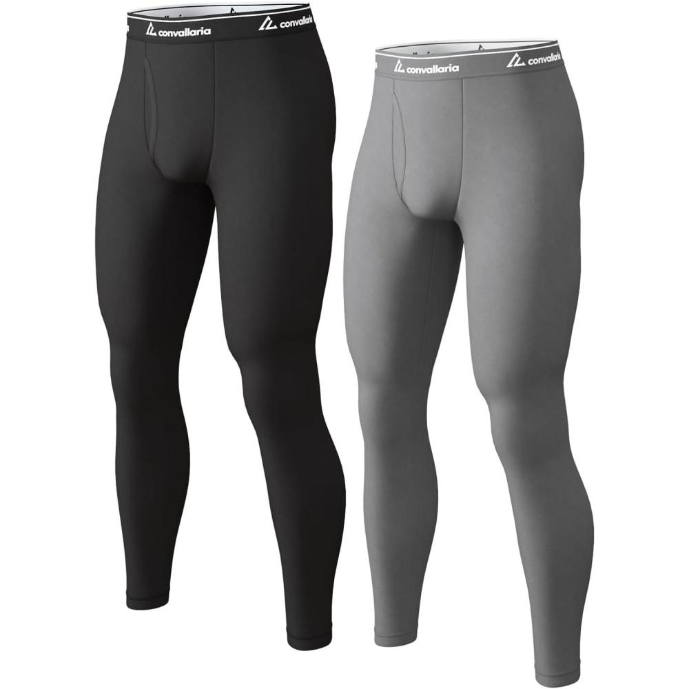 imageMens Thermal Pants Fleece Lined Long Johns Compression Bottom Athletic Base Layer Cold Weather Gear 1 2 4 PcsBlackGrey