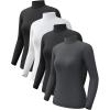 Mock Neck-2black/White/Heather Ligth Gray