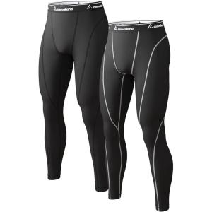 1 2 4 Pack Men’s Thermal Pants Long Johns Fleece Lined Compression Athletic Leggings Base Layer Bottoms(2pcs-black/Black(white))
