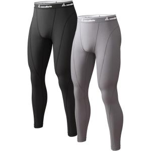 1 2 4 Pack Men’s Thermal Pants Long Johns Fleece Lined Compression Athletic Leggings Base Layer Bottoms(2pcs-black/Grey)