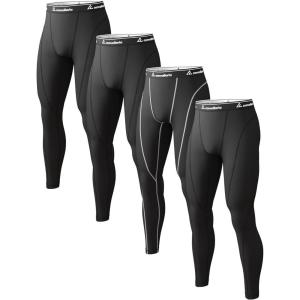 1 2 4 Pack Men’s Thermal Pants Long Johns Fleece Lined Compression Athletic Leggings Base Layer Bottoms(4pcs-3 Black/Black(white))