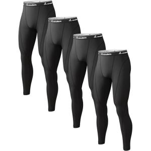 1 2 4 Pack Men’s Thermal Pants Long Johns Fleece Lined Compression Athletic Leggings Base Layer Bottoms(4pcs-4 Black)