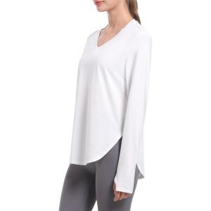 4 Pack Women’s Long Sleeve Compression Shirts, Dry Fit Workout Athletic Sun Protection Cooling Tops for Yoga Running Gym(E-white)