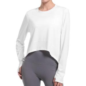 4 Pack Women’s Long Sleeve Compression Shirts, Dry Fit Workout Athletic Sun Protection Cooling Tops for Yoga Running Gym(F-white)