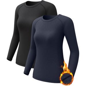 4 Pack Women’s Long Sleeve Compression Shirts, Dry Fit Workout Athletic Sun Protection Cooling Tops for Yoga Running Gym(T-black/Charcoal)