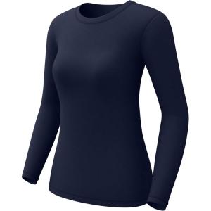CL convallaria 1 2 4 Pack Women’s Thermal Underwear Tops, Women Fleece Lined Long Sleeve Baselayer Shirt for Winter(Blue)
