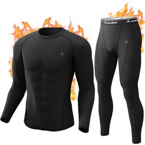 CL convallaria Thermal Underwear Long Johns Set Mens Winter Gift Hunting Gear Sport Base Layer Bottom Top(1-black-b)