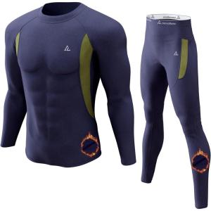 CL convallaria Thermal Underwear Long Johns Set Mens Winter Gift Hunting Gear Sport Base Layer Bottom Top(1-navy Blue)