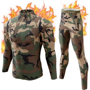 CL convallaria Thermal Underwear Long Johns Set Mens Winter Gift Hunting Gear Sport Base Layer Bottom Top(2-camo Green)