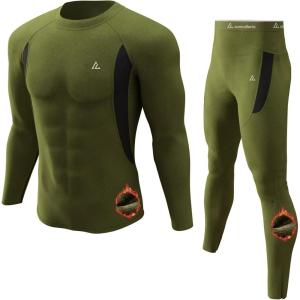 CL convallaria Thermal Underwear Long Johns Set Mens Winter Gift Hunting Gear Sport Base Layer Bottom Top(3-army Green)