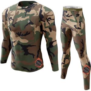 CL convallaria Thermal Underwear Long Johns Set Mens Winter Gift Hunting Gear Sport Base Layer Bottom Top(3-camo)