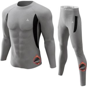 CL convallaria Thermal Underwear Long Johns Set Mens Winter Gift Hunting Gear Sport Base Layer Bottom Top(3-grey)