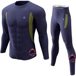 CL convallaria Thermal Underwear Long Johns Set Mens Winter Gift Hunting Gear Sport Base Layer Bottom Top(3-navy Blue)