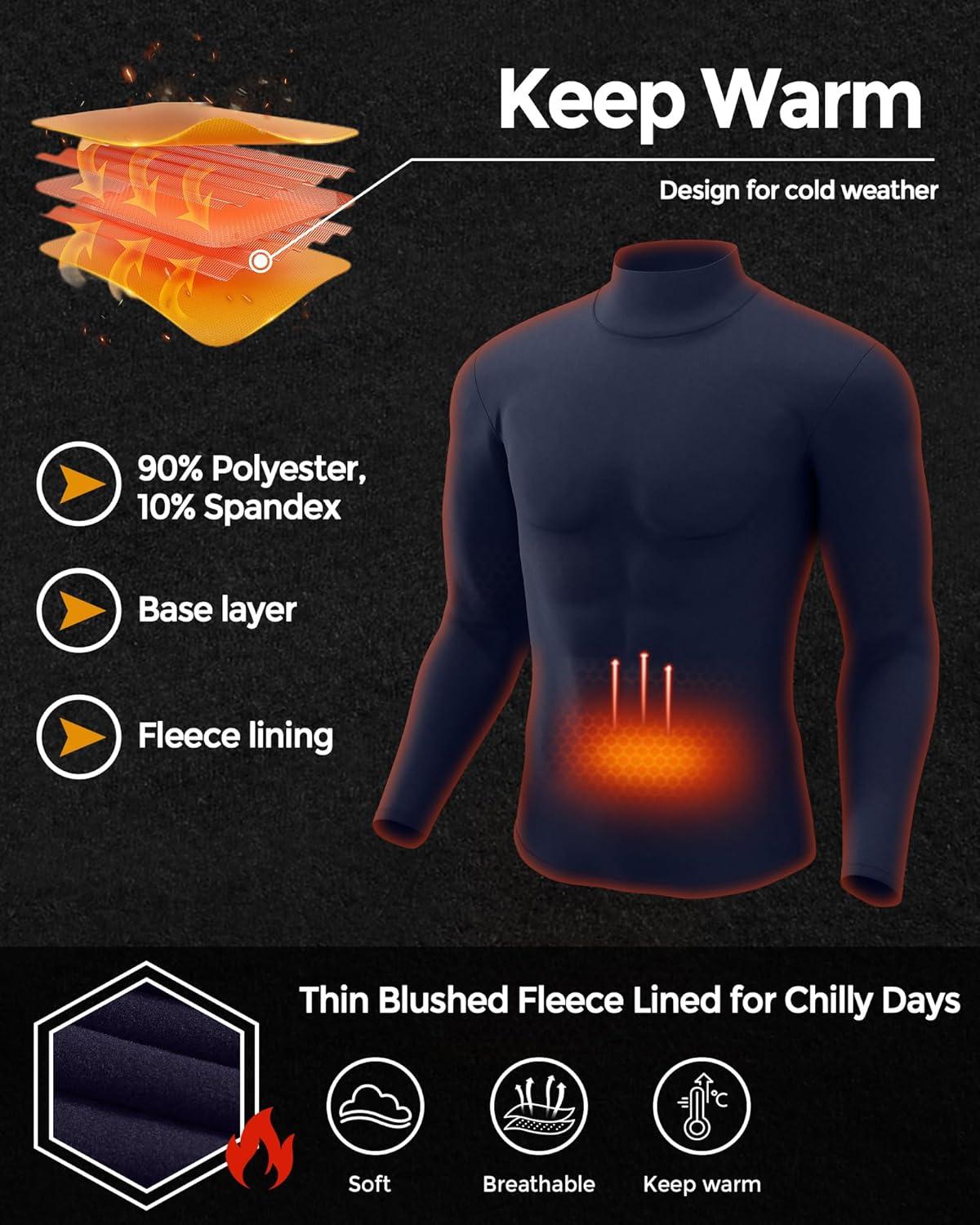 image5 or 4 Pack Thermal Shirts for Men Turtle Neck Fleece Lined Long Sleeve Tops Workout Base Layer Cold Weather Gear2 BlackWhiteBlue