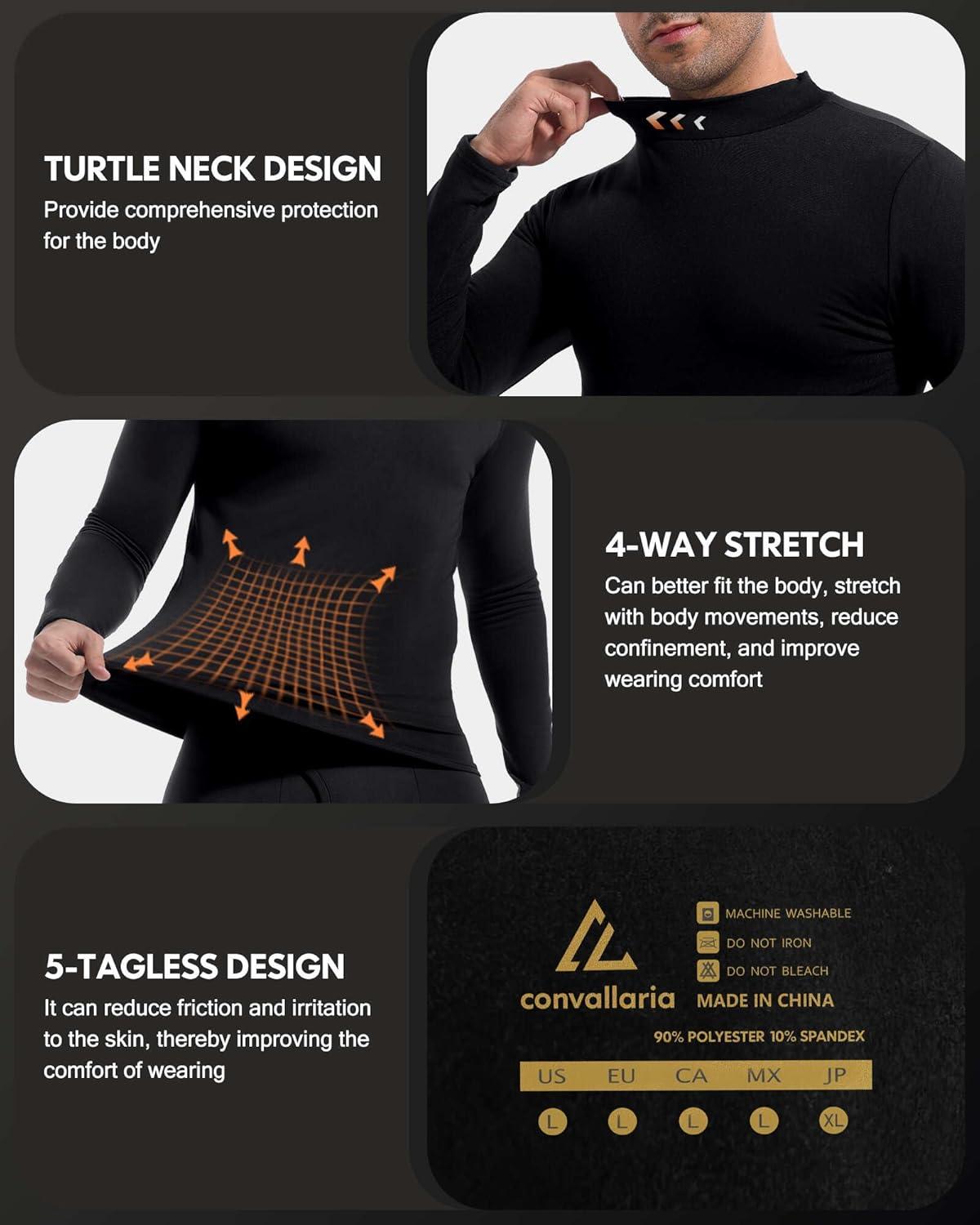 image5 or 4 Pack Thermal Shirts for Men Turtle Neck Fleece Lined Long Sleeve Tops Workout Base Layer Cold Weather Gear2 BlackWhiteBlue