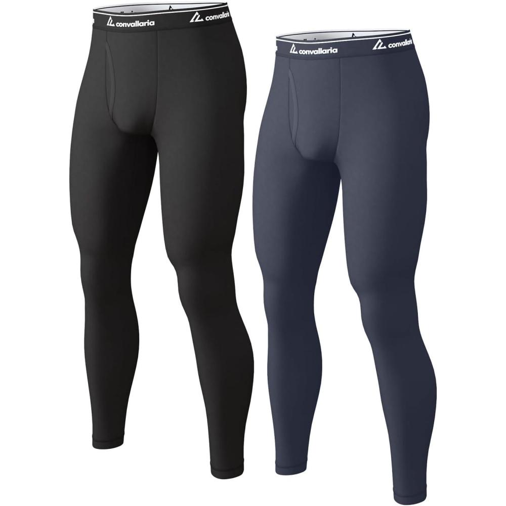 imageMens Thermal Pants Fleece Lined Long Johns Compression Bottom Athletic Base Layer Cold Weather Gear 1 2 4 PcsBlackCharcoal