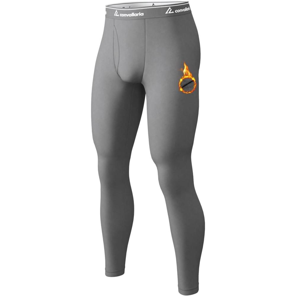 imageMens Thermal Pants Fleece Lined Long Johns Compression Bottom Athletic Base Layer Cold Weather Gear 1 2 4 PcsGrey