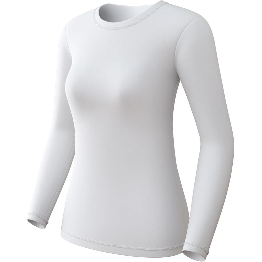 image:imageCL convallaria 1 2 4 Pack Womens Thermal Underwear Tops Women Fleece Lined Long Sleeve Baselayer Shirt for WinterWhite