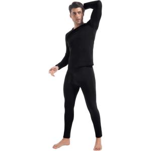 CL convallaria Long Johns Thermal Underwear for Men Soft Fleece Lined Base Layer Cold Weather Top Bottom Gift Set(Midweight-crew Neck-black1)