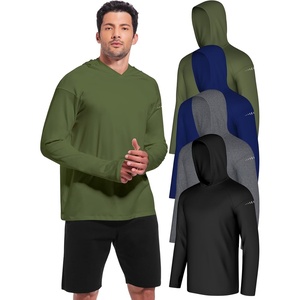 4 Pack Men’s Sun Hoodie UPF 50+ Long Sleeve Fishing Shirts UV Protection Athletic Swim Thin Top Rash Guard(Black-heather Deep Gray-deep Blue-army Green)