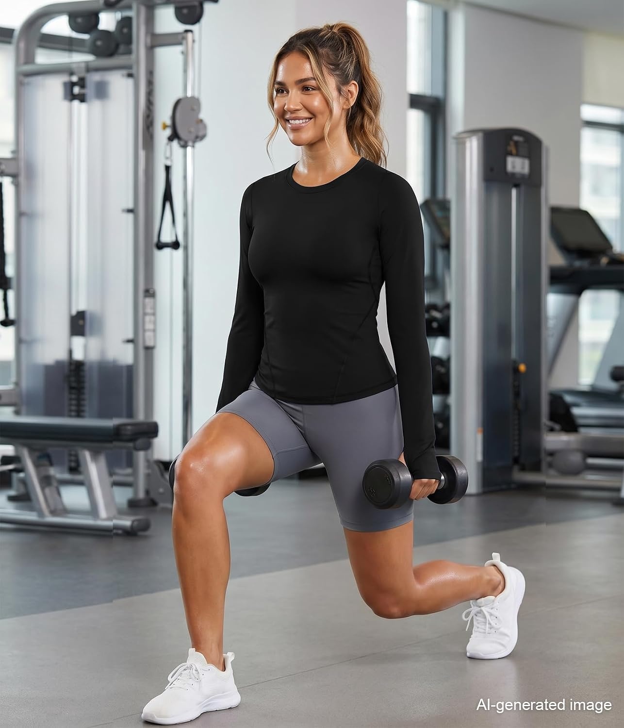image:imageWomens Compression Shirts Long Sleeve Workout Yoga Tops Sun Protection Running Athletic Undershirt 4 PackBlackwhiteheather Ligth Graydark Red