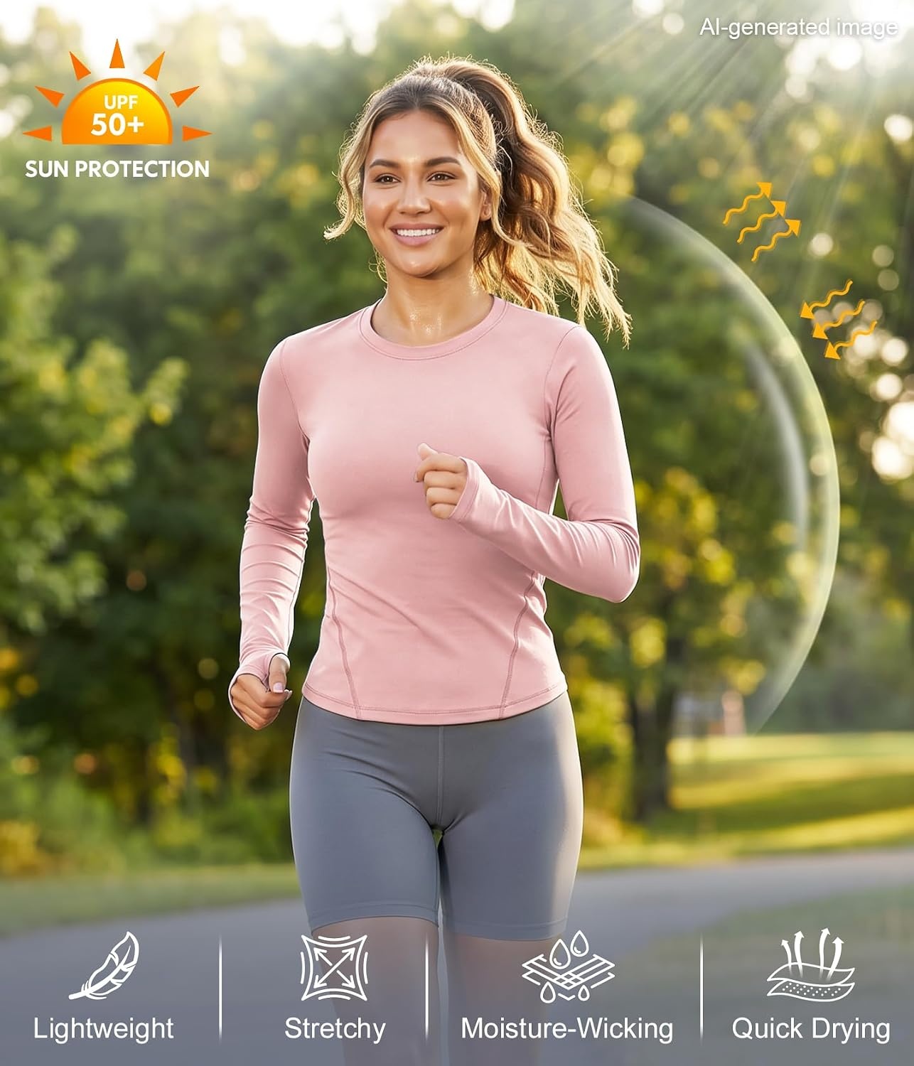 image:imageWomens Compression Shirts Long Sleeve Workout Yoga Tops Sun Protection Running Athletic Undershirt 4 PackBlackwhiteheather Ligth Graygray Pink