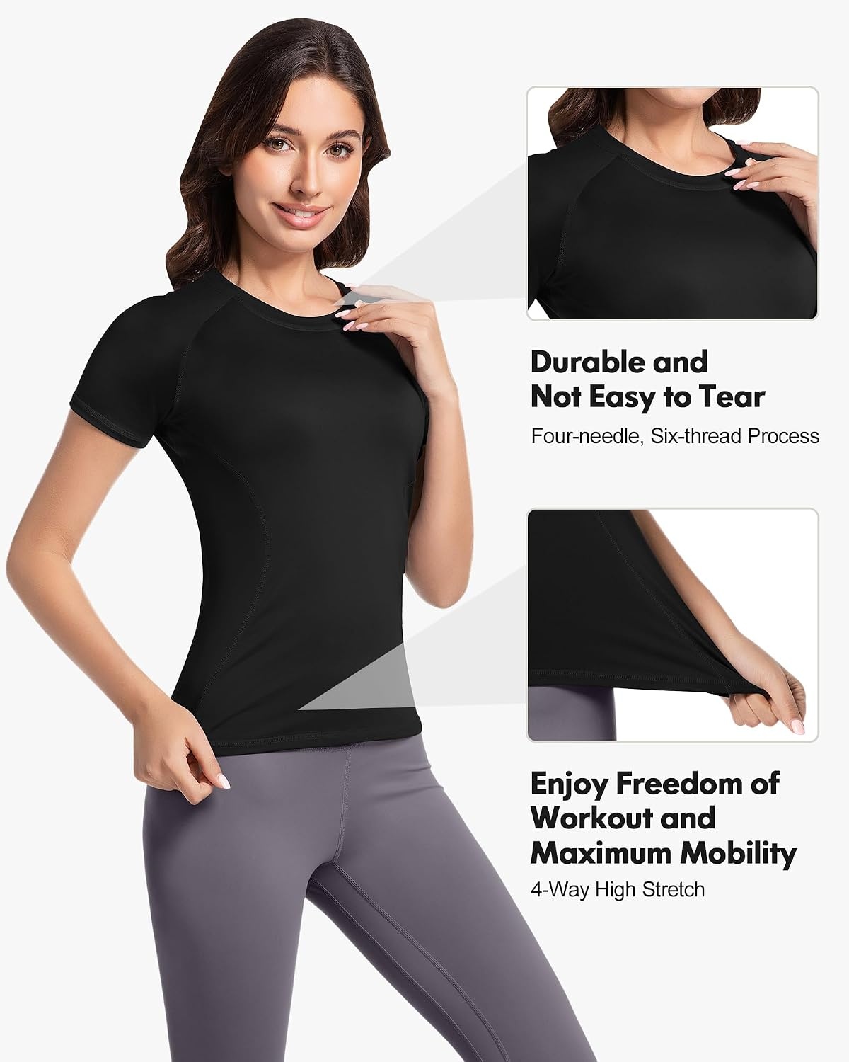 image:imageCL convallaria Womens Compression Shirt Short Sleeve Workout Yoga Top Athletic tshirts Lightweight soft cooling moisturewicking quick drying base layer Ideal for gym running and sportsLight Pinkwhitevioletlight Green