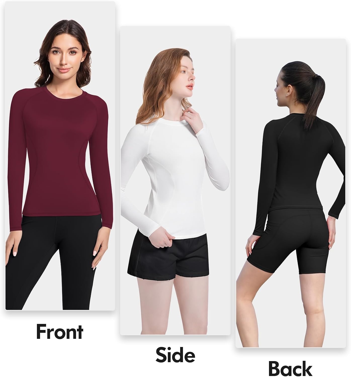 image:imageCL convallaria Womens Compression Shirt Short Sleeve Workout Yoga Top Athletic tshirts Lightweight soft cooling moisturewicking quick drying base layer Ideal for gym running and sportsBlackwhiteheather Ligth Graywine Red