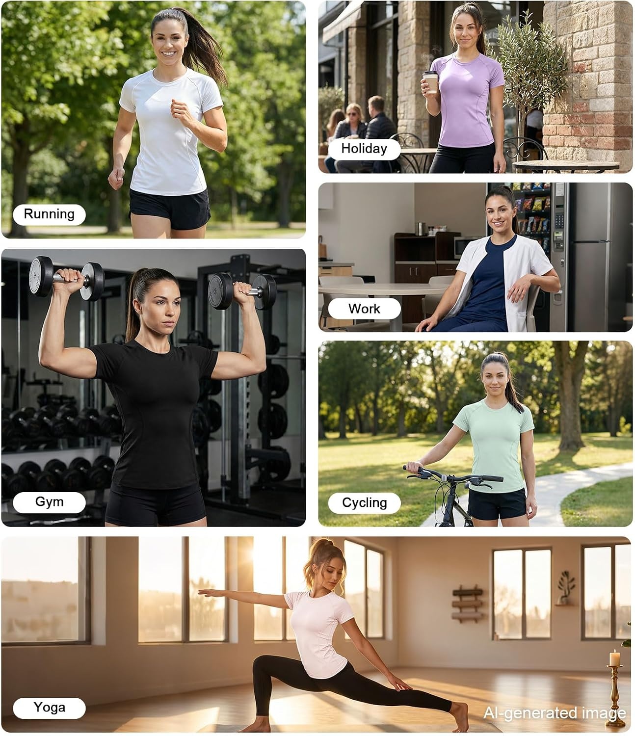 image:imageCL convallaria Womens Compression Shirt Short Sleeve Workout Yoga Top Athletic tshirts Lightweight soft cooling moisturewicking quick drying base layer Ideal for gym running and sportsLight Pinkwhitevioletlight Green