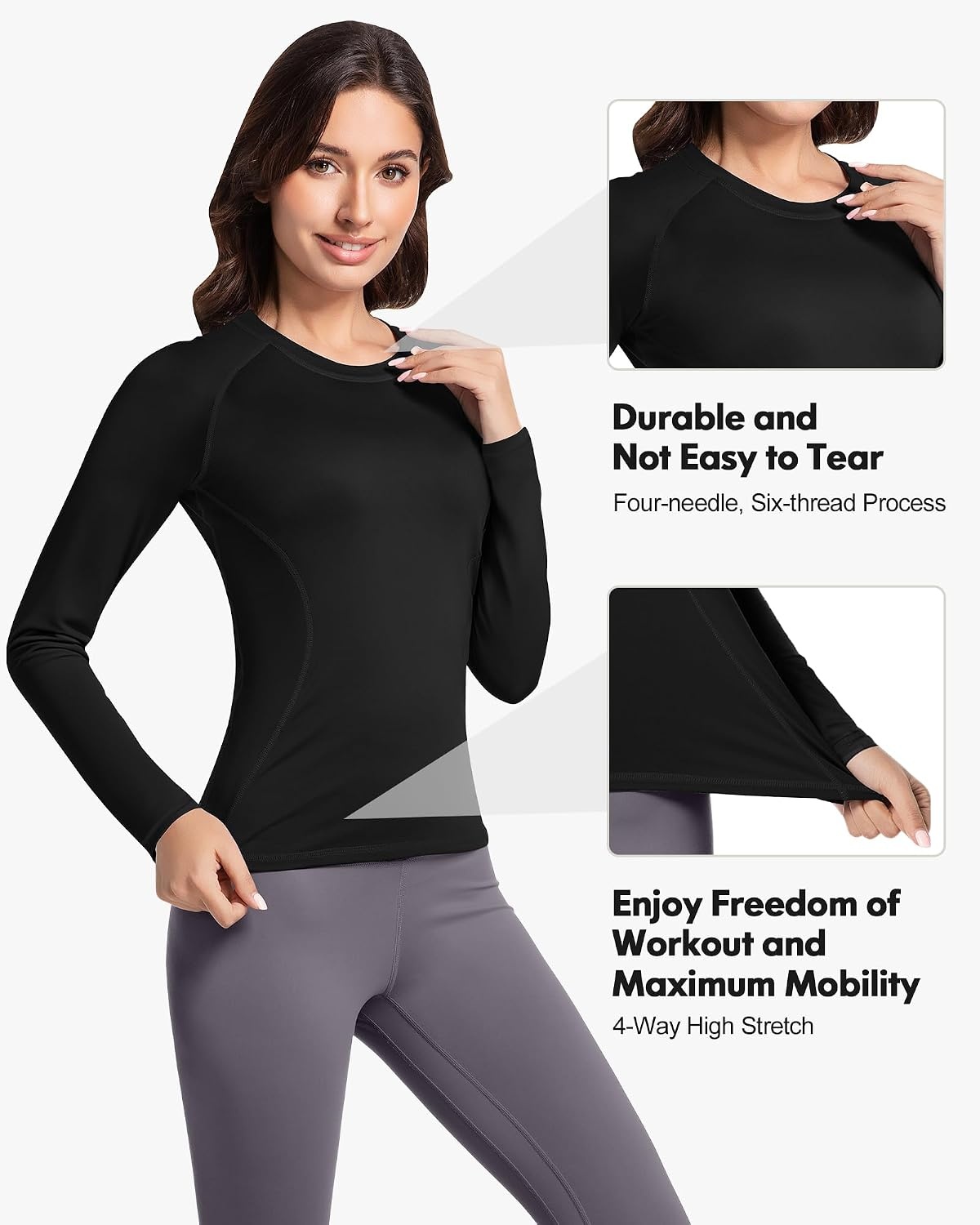 image:imageCL convallaria Womens Compression Shirt Short Sleeve Workout Yoga Top Athletic tshirts Lightweight soft cooling moisturewicking quick drying base layer Ideal for gym running and sports2blackwhiteheather Ligth Gray
