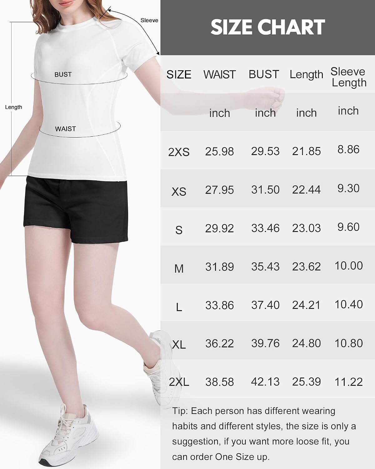image:imageCL convallaria Womens Compression Shirt Short Sleeve Workout Yoga Top Athletic tshirts Lightweight soft cooling moisturewicking quick drying base layer Ideal for gym running and sports2 Black2 Whiteshort Sleeve