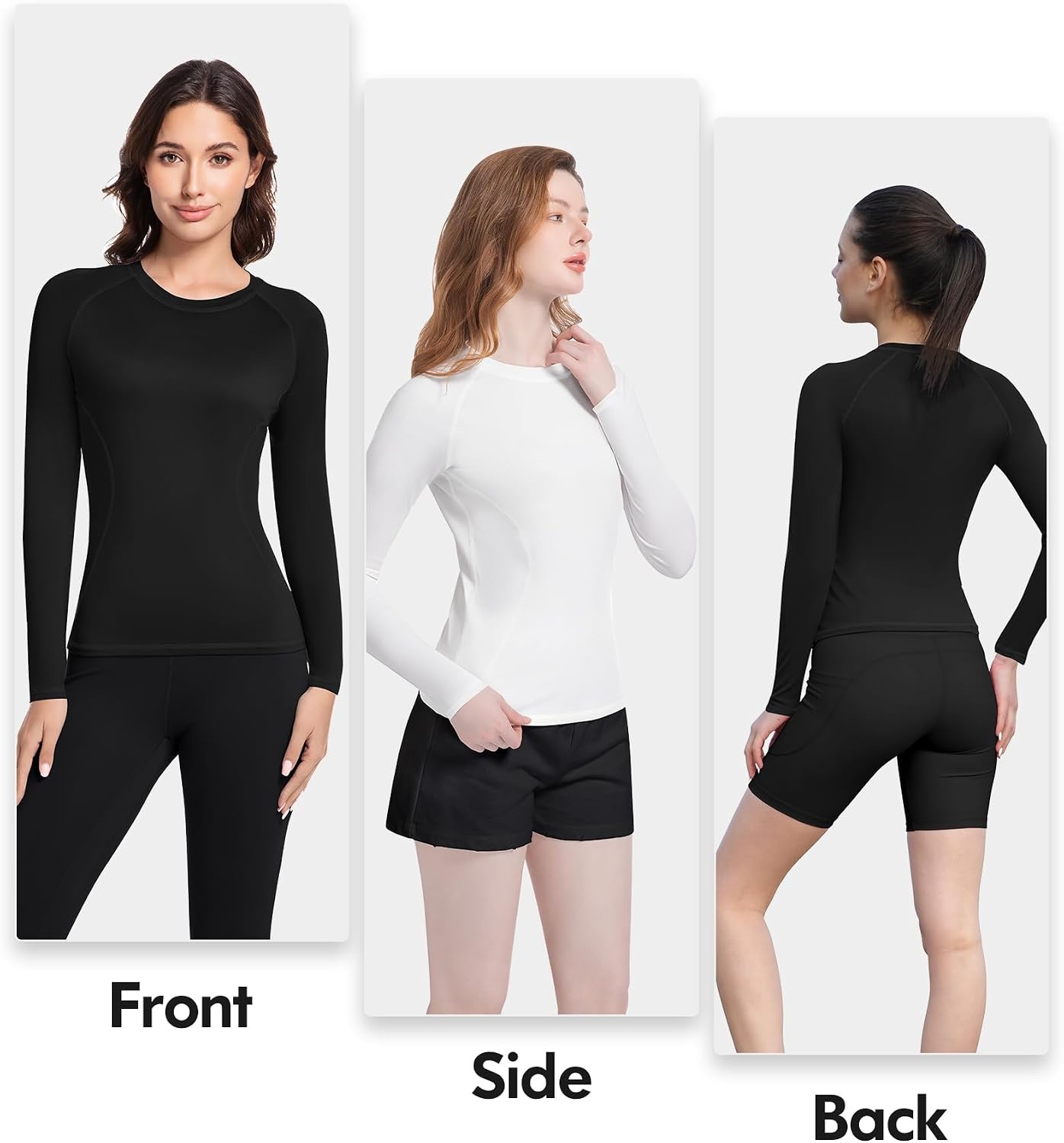 image:imageCL convallaria Womens Compression Shirt Short Sleeve Workout Yoga Top Athletic tshirts Lightweight soft cooling moisturewicking quick drying base layer Ideal for gym running and sports2 Black2 White